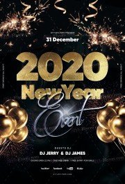 2020 New Year Eve PSD Flyer Template