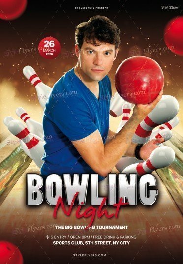 Bowling Night PSD Flyer Template