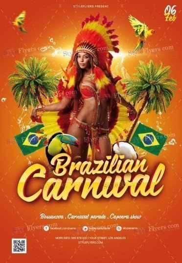 Brazilian Carnival PSD Flyer Template