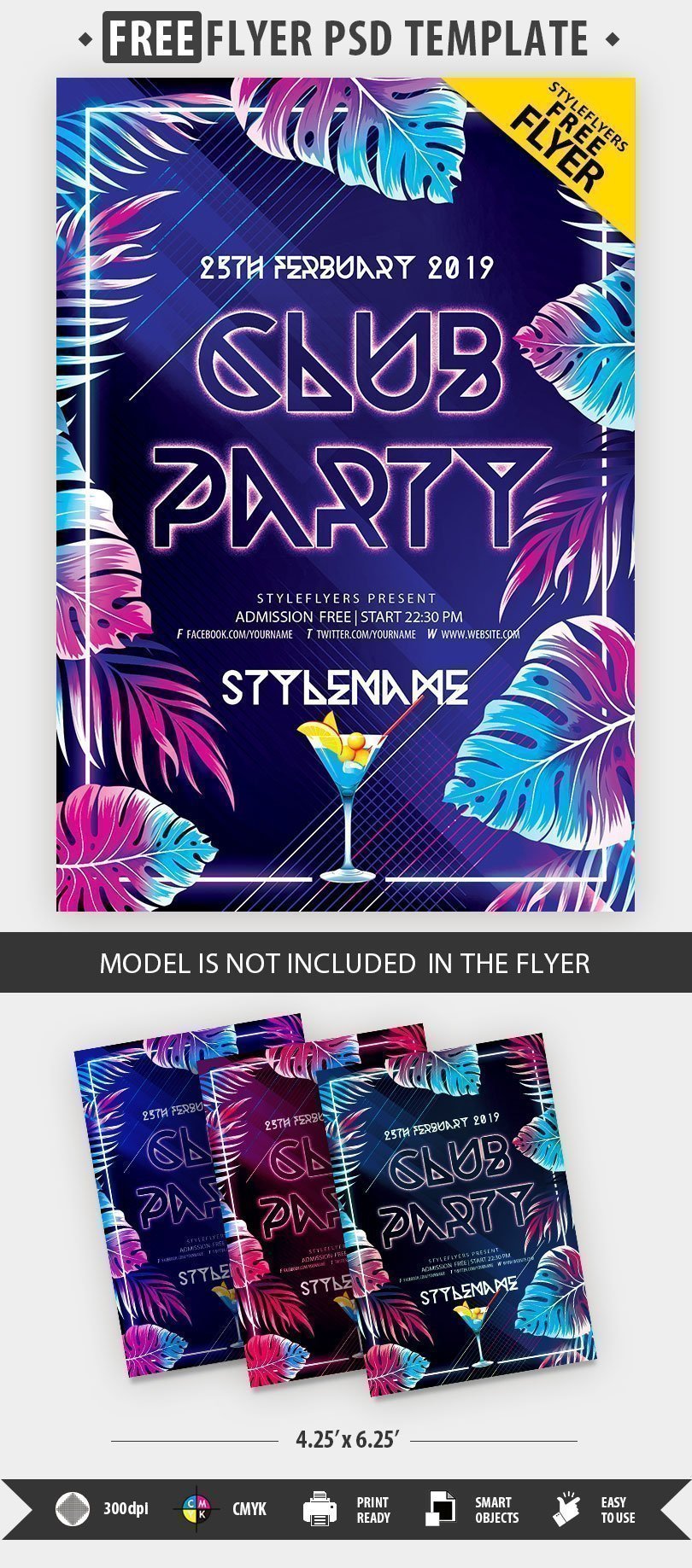 Club Party FREE PSD Flyer Template Free Download 33795 Styleflyers
