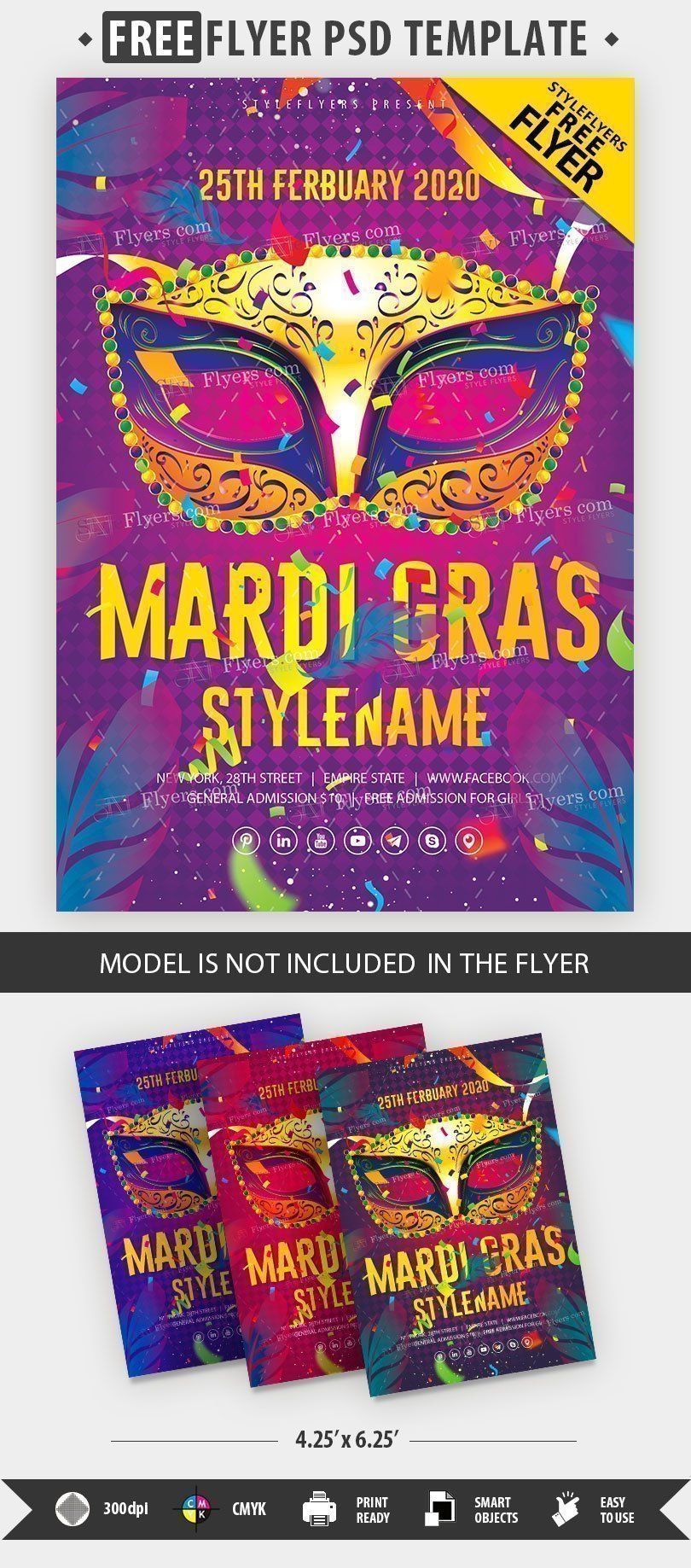 Mardi Gras FREE PSD Flyer Template Free Download 34470 Styleflyers