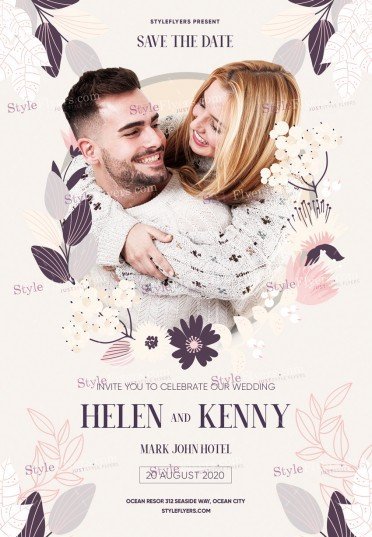 Save The Date Wedding Inventation PSD Flyer