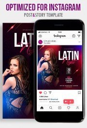 Latin Night PSD Instagram Post and Story Template
