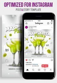 Margarita Party PSD Instagram Post and Story Template