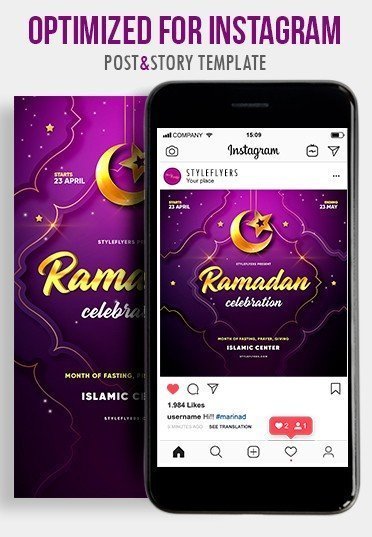 Ramadan PSD Instagram Post and Story Template