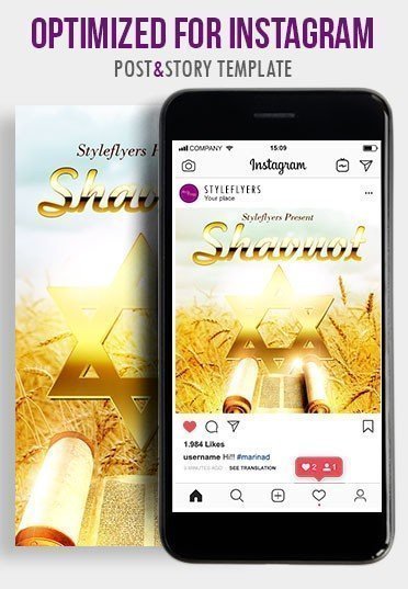 Shavuot PSD Instagram Post and Story Template