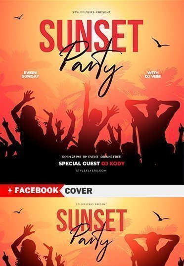 Sunset Party PSD Flyer Template
