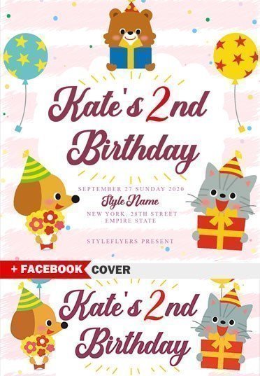 Kate’s 2nd Birthday Flyer Template