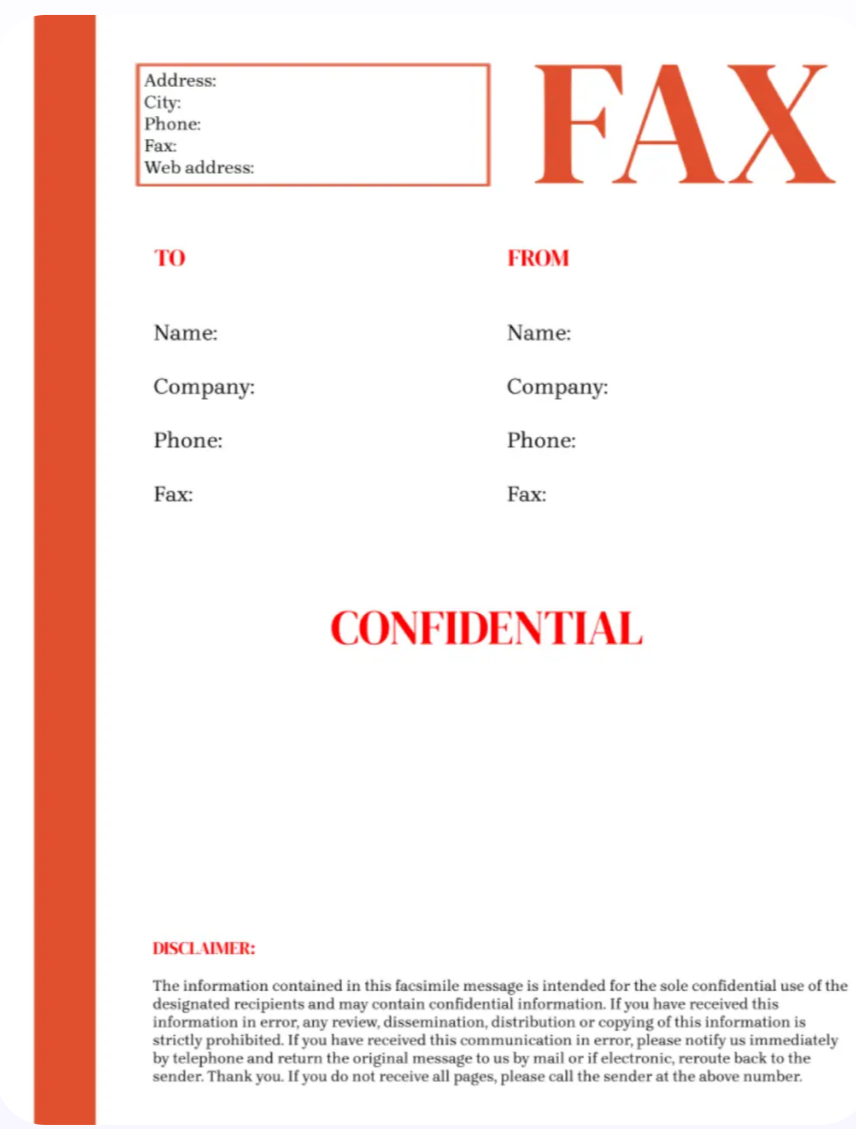 Confidential Fax Template For Google Docs & Word