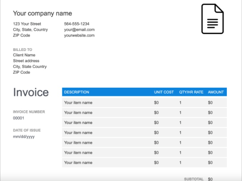FreshBooks Invoice Template