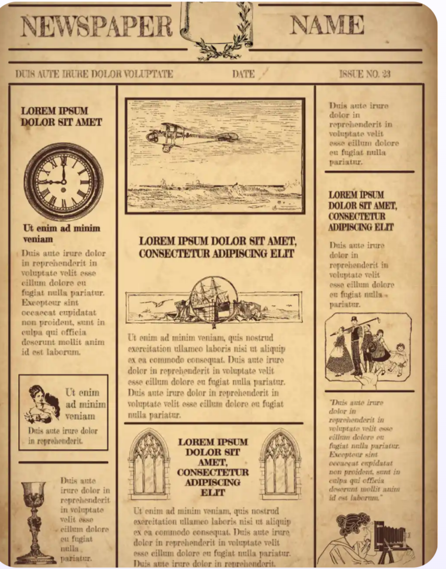 Template for Vintage Newspaper For Google Docs