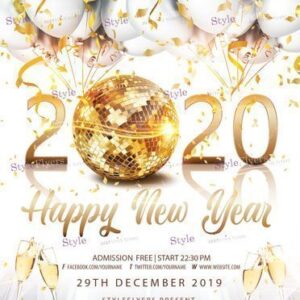 2020 Happy New Year Psd Flyer Template