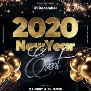 2020 New Year Eve Psd Flyer Template