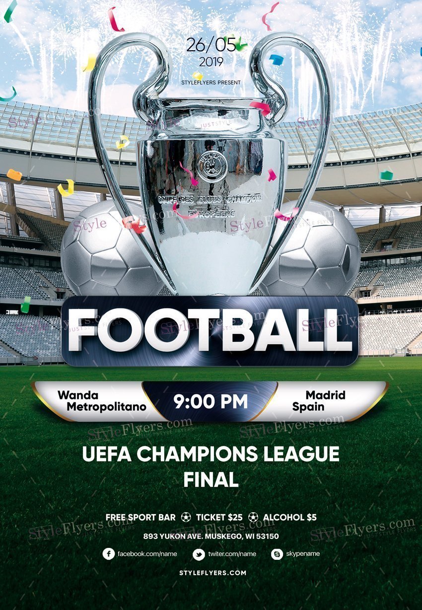 Football Uefa Champions League Final Psd Flyer Template