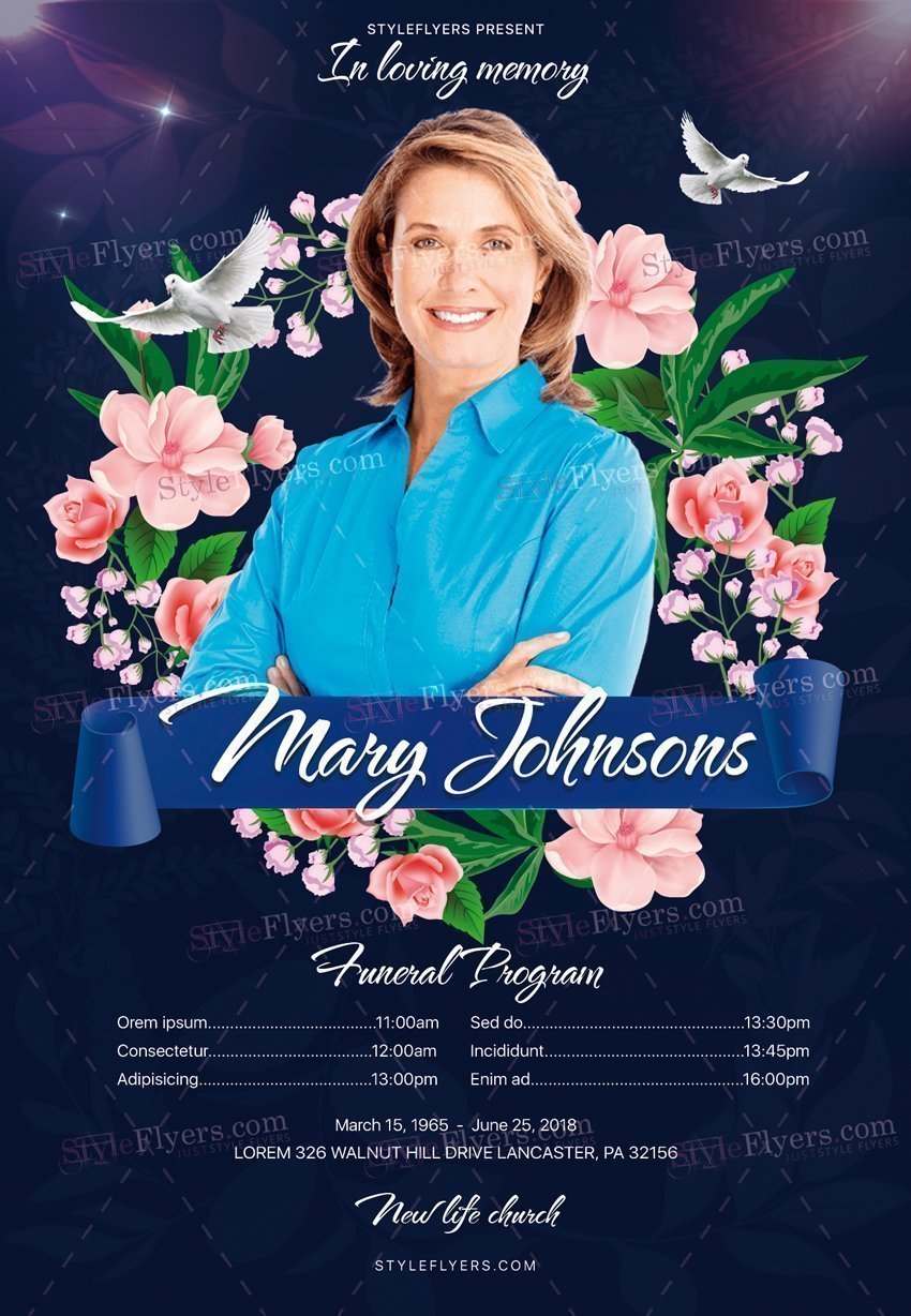 Funeral Program Psd Flyer Template