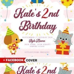 Kates 2Nd Birthday Flyer Template