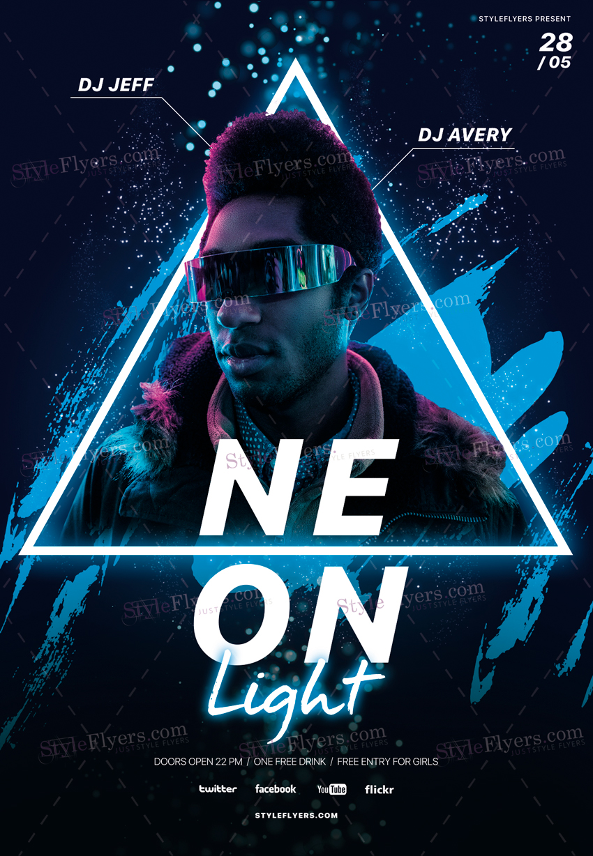Neon Light Psd Flyer Template