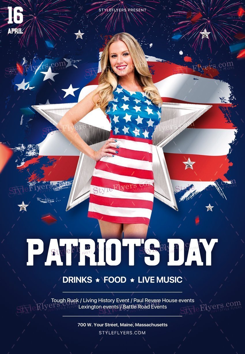 Patriots Day Psd Flyer Template