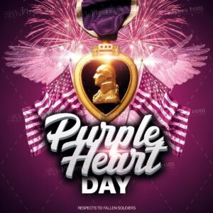 Purple Heart Day Psd Flyer Template