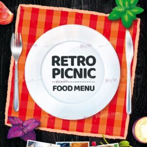 Retro Picnic Food Menu Psd Flyer