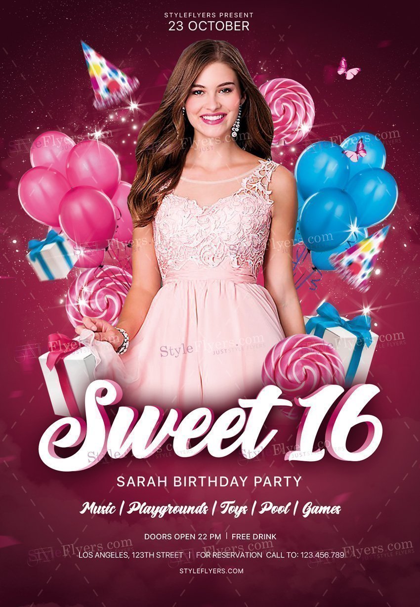Sweet 16 Psd Flyer Template