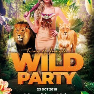 King Of Jungle Wild Party Psd Flyer
