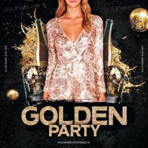 Golden Party Psd Flyer Template