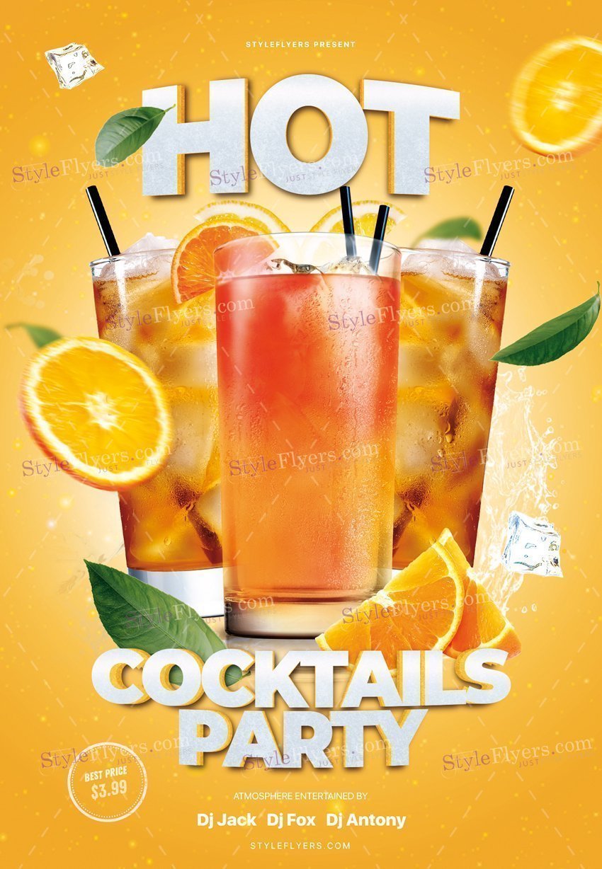 Hot Cocktails Party Psd Flyer Template
