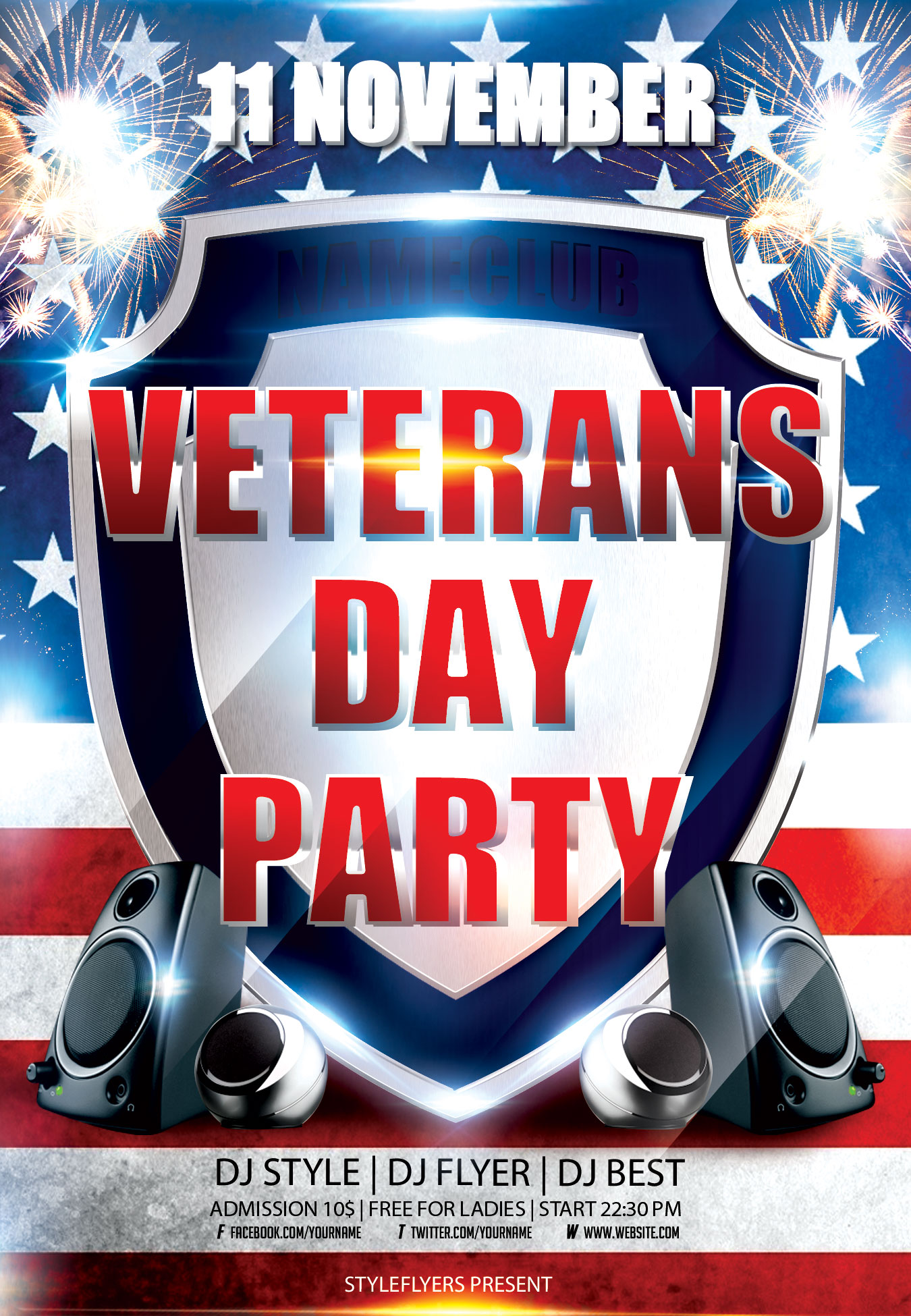 November 11 Veterans Day Party Flyer