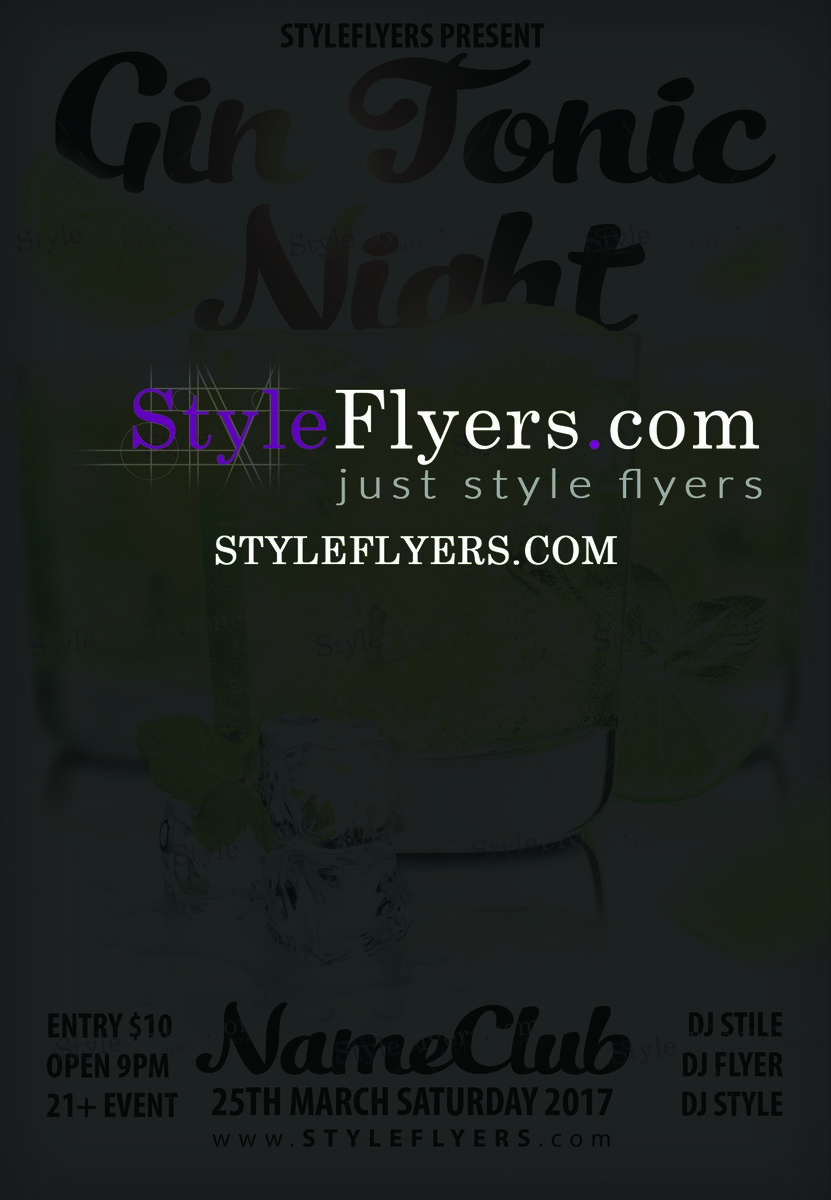 gin tonic Night PSD Flyer Template