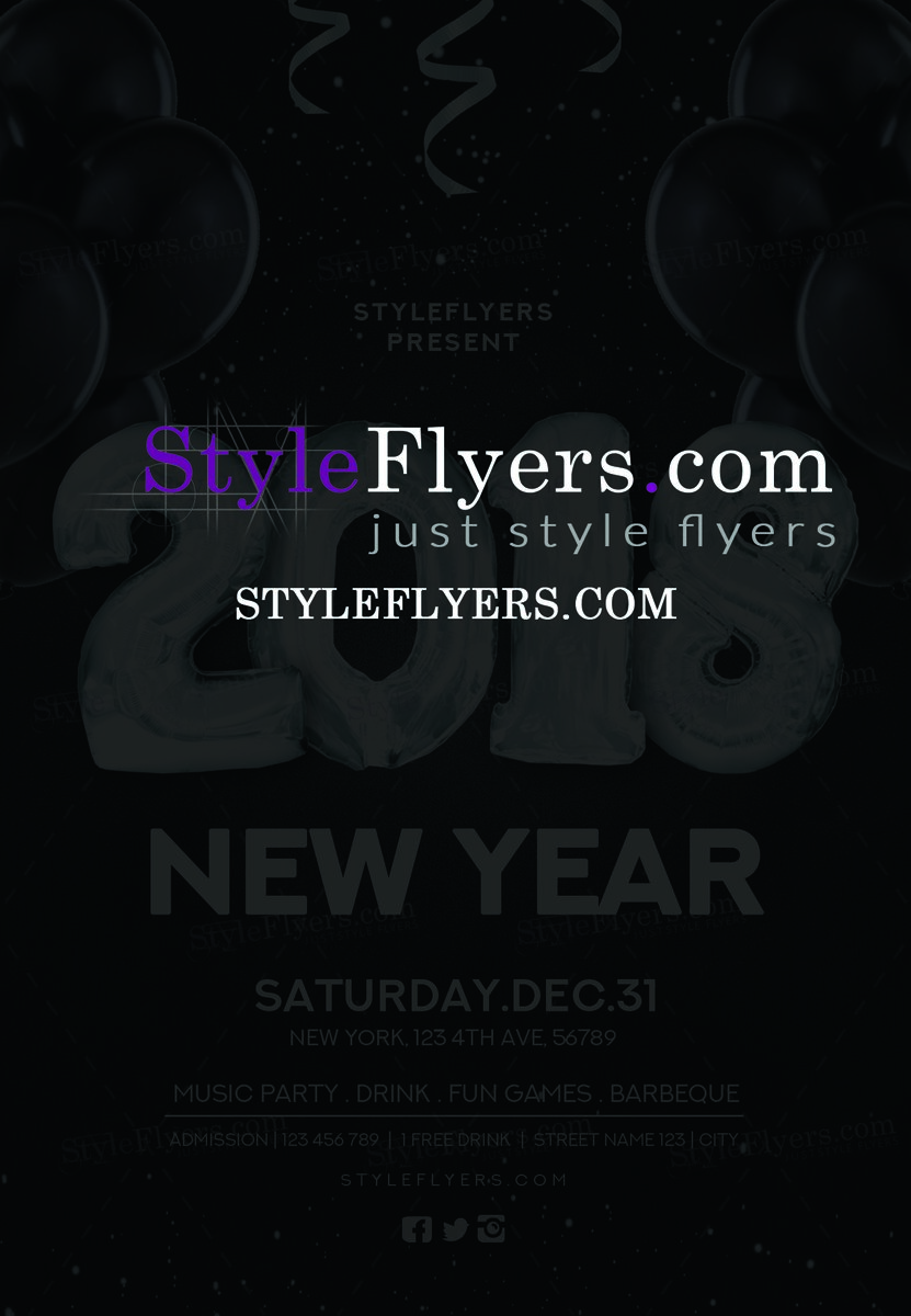 New year 2018 psd flyer
