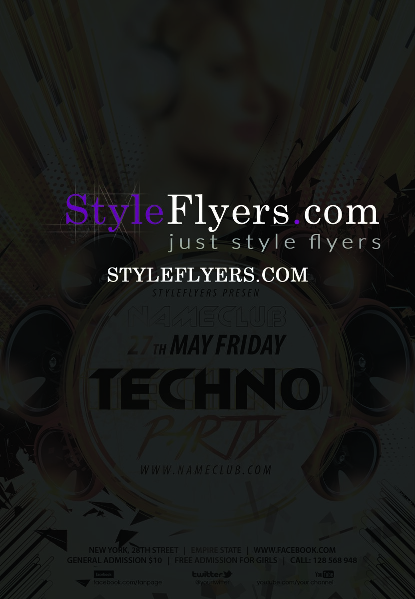 techno party PSD Flyer Template