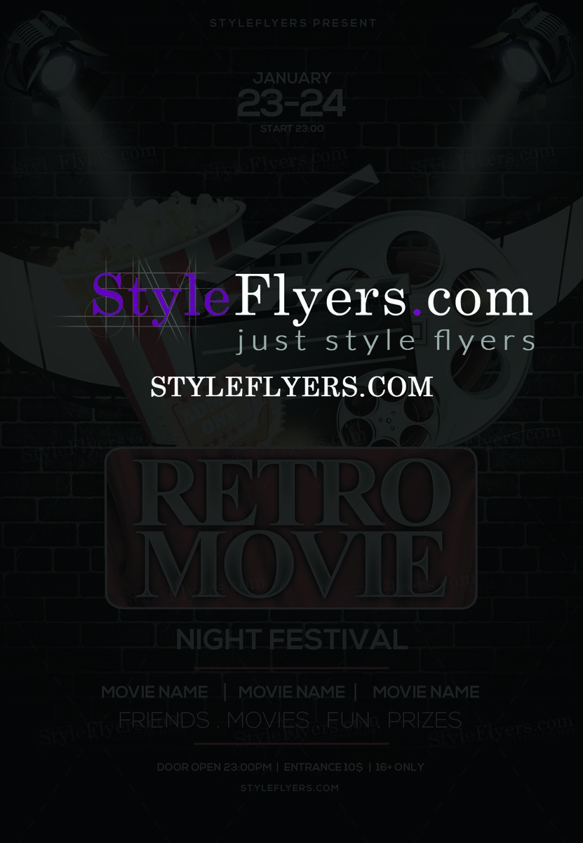 Retro Movie Night Festival psd flyer