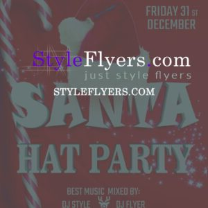 Santa hat party PSD Flyer Template