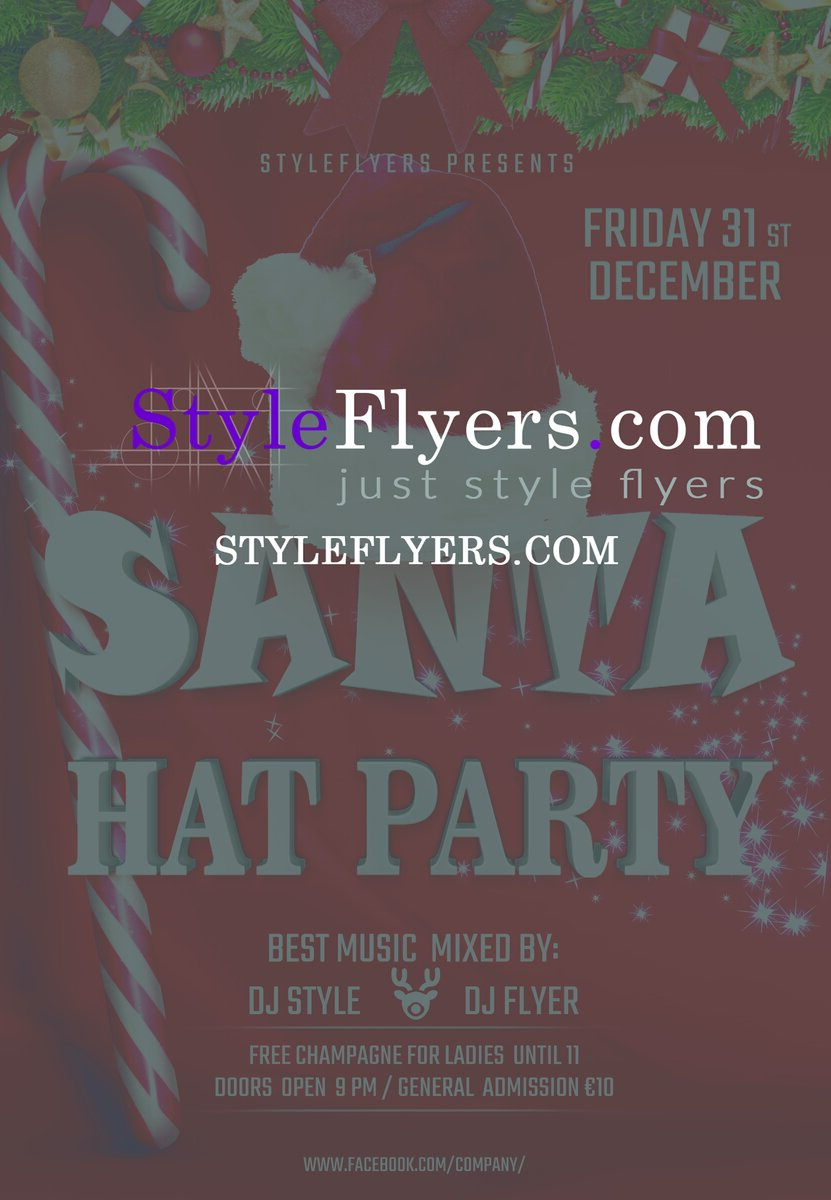 Santa hat party PSD Flyer Template