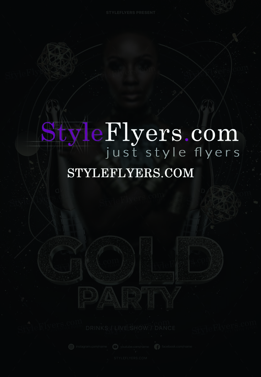 Gold Party PSD Flyer Temlpate