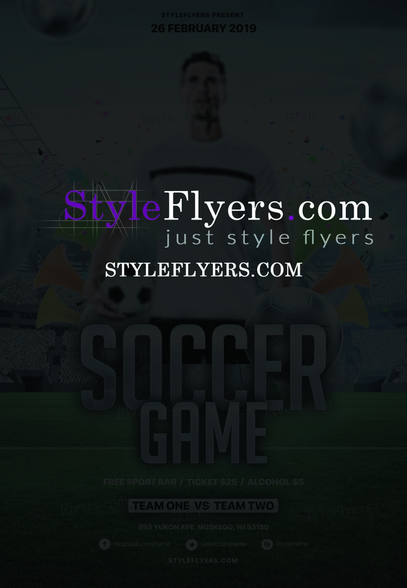 Soccer Game PSD Flyer Template