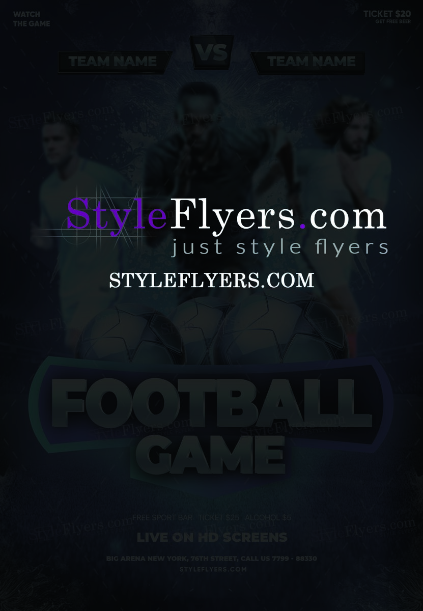 Football Game PSD Flyer Template.
