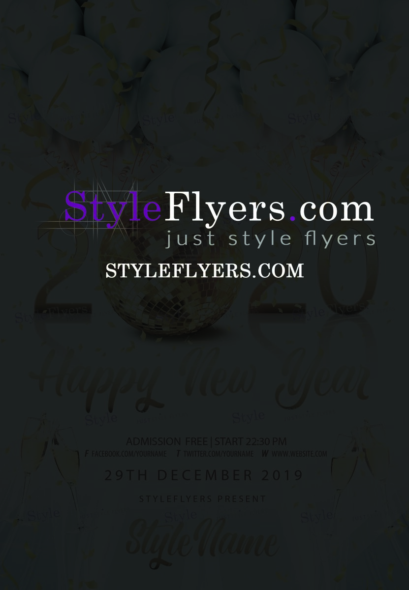2020 Happy New Year PSD Flyer Template
