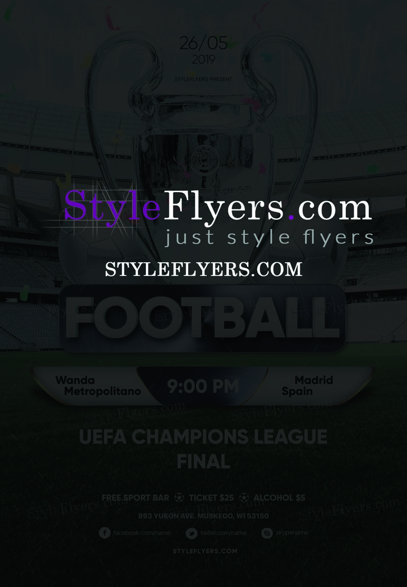 Football UEFA Champions League Final PSD Flyer Template