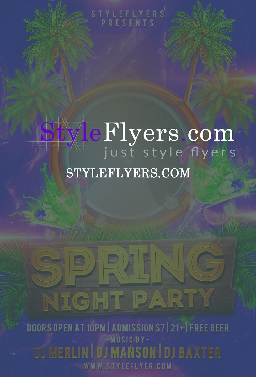 Spring night party PSD Flyer Template