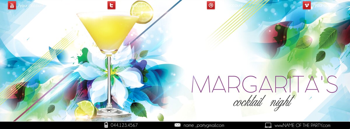 Margaritas cocktail night PSD Flyer Template
