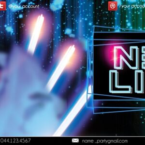neon light party PSD Flyer Template