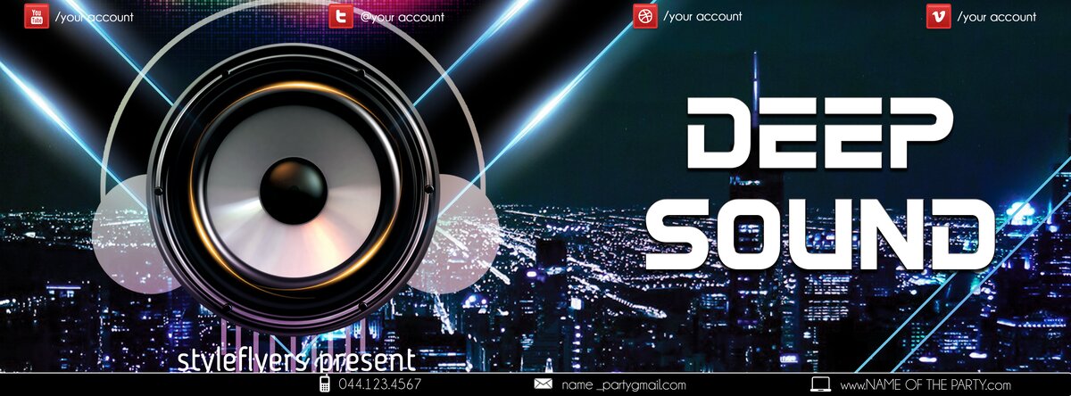 Deep sound party PSD Flyer Template