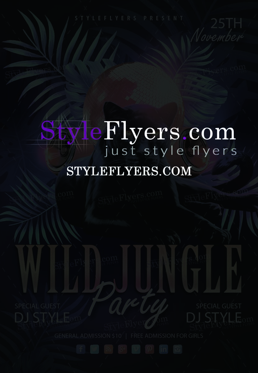 Wild Jungle party PSD Flyer Template