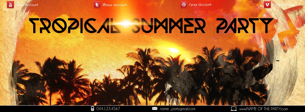 tropical summer party PSD Flyer Template