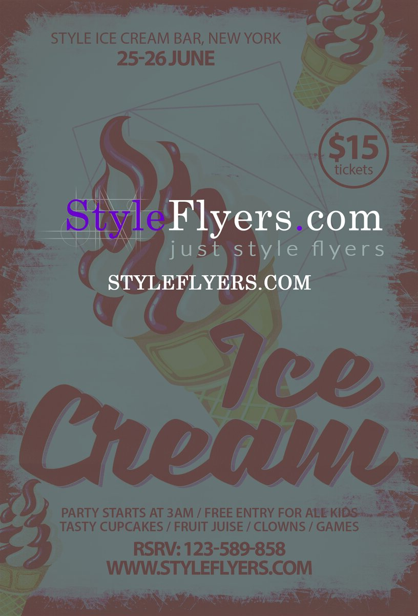 Ice cream party PSD Flyer Template