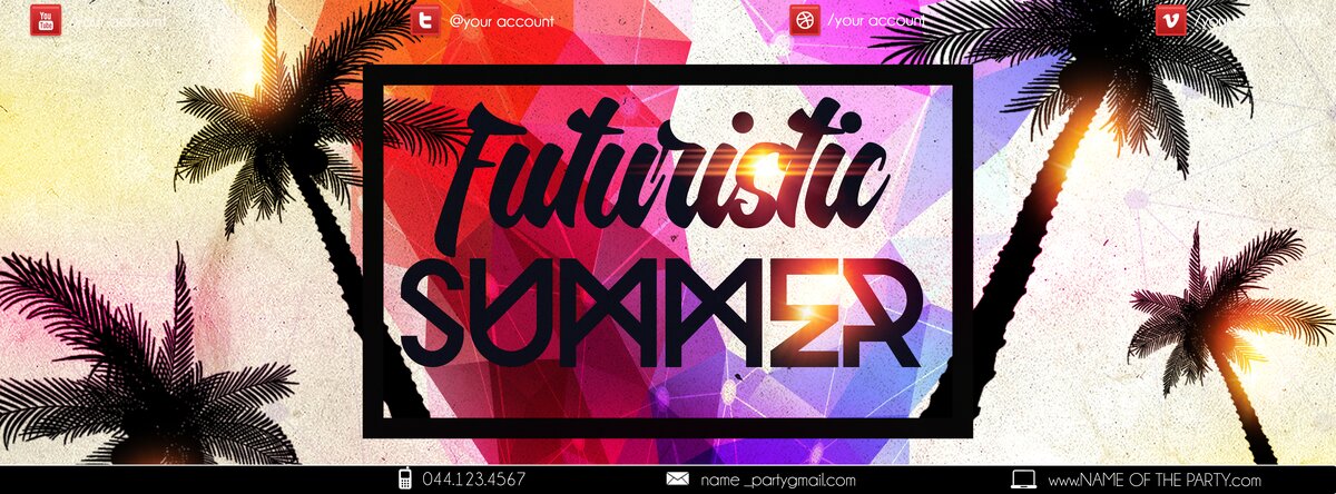futuristic summer PSD Flyer Template