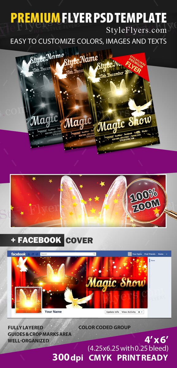 magic show PSD Flyer Template
