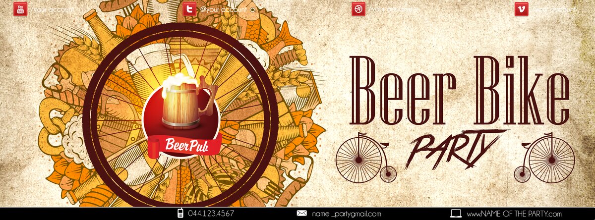 beer bike Party PSD Flyer Template